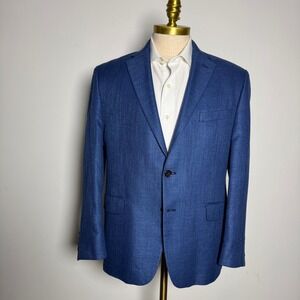 Lauren Ralph Lauren Mens Blue Herringbone Blazer Jacket 42S